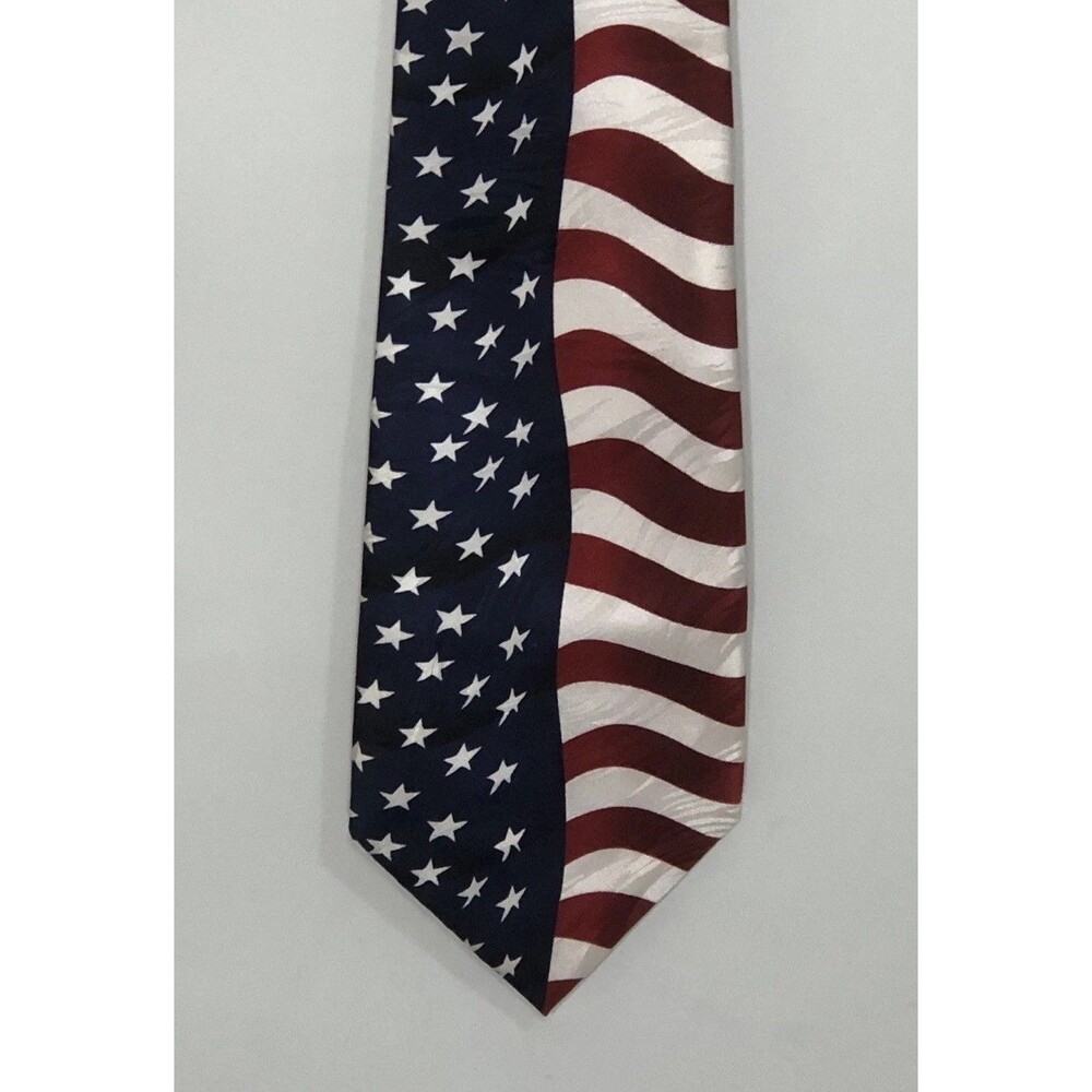 American Flag Mens Tie Keith Daniels Patriotic Red White Blue Flag 58X4 USA Silk